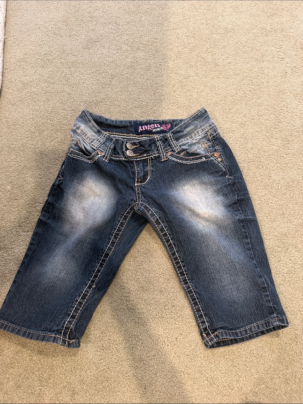 Angels Jeans Dark Blue Faded Denim Shorts